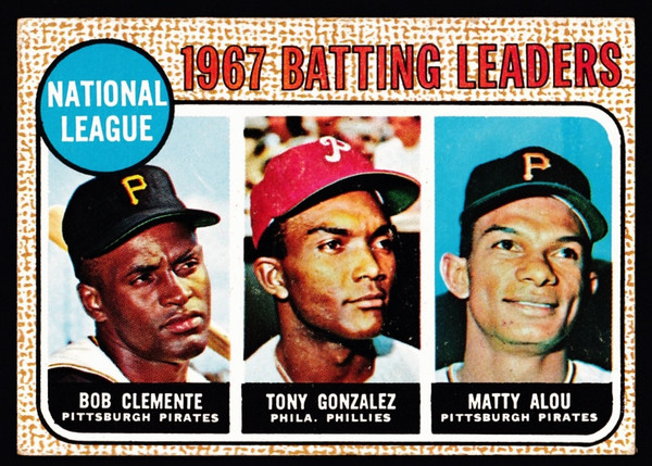 1968 Topps #001 NL Batting Leaders Clemente VGEX