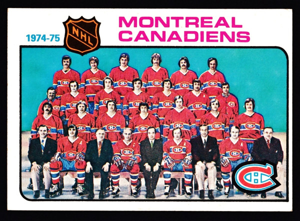 1975 Topps #090 Montreal Canadiens Team Unmarked Checklist EX-