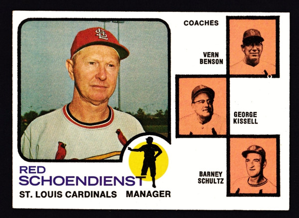 1973 Topps #497 Red Schoendienst Orange Background EX+