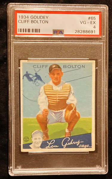 1934 Goudey #65 Cliff Bolton PSA 4