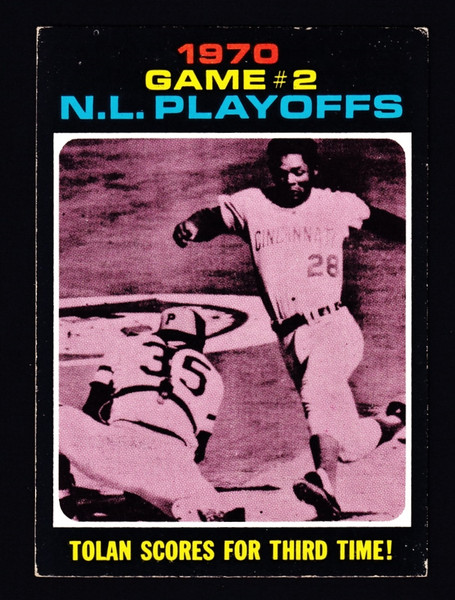 1971 Topps #200 NL Playoffs Game #2 Tolan Scores For Third Time! VGEX