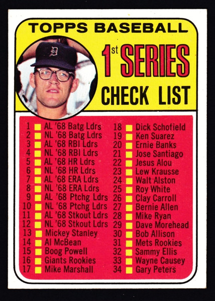 1969 Topps #057 Unmarked Checklist McLain EX