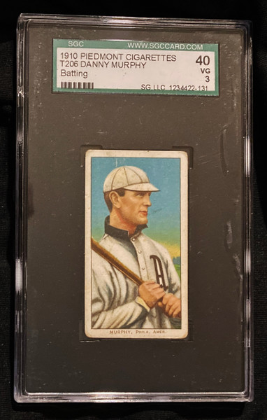 1909-1911 T206 Danny Murphy Batting Piedmont Back SGC 3