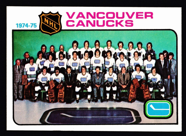 1975 Topps #097 Vancouver Canucks Team Unmarked Checklist EXMT+