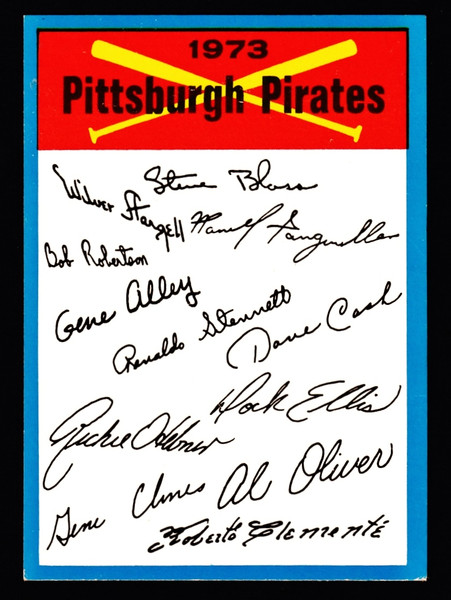 1973 Topps Pittsburgh Pirates Blue Border Unmarked Checklist 1 Star On Back VGEX