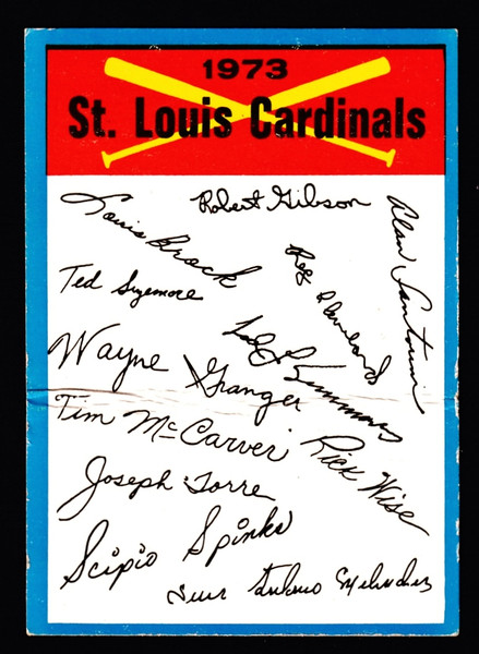 1973 Topps St. Louis Cardinals Blue Border Unmarked Checklist 2 Stars On Back Fair
