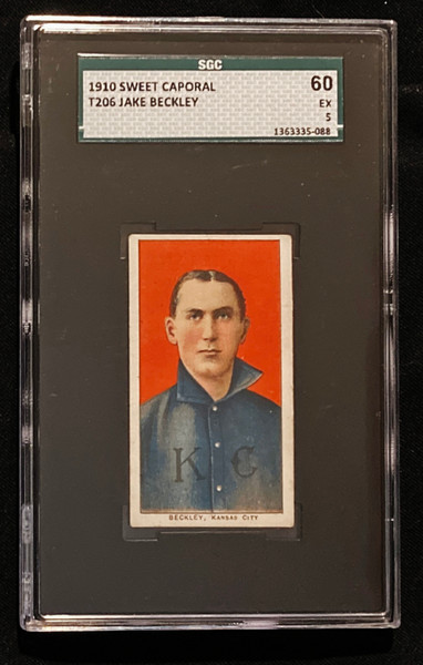 1909-1911 T206 Jake Beckley Sweet Caporal Back SGC 5