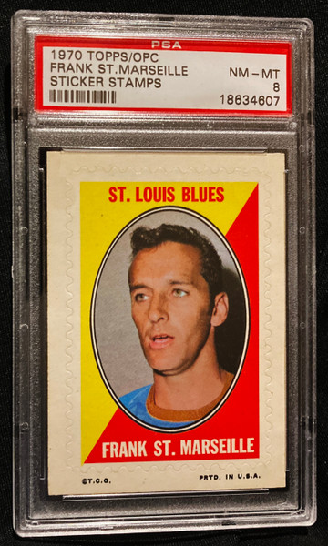 1970 Topps/OPC Sticker Stamps Frank St. Marseille PSA 8
