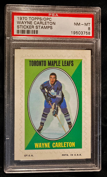 1970 Topps/OPC Sticker Stamps Wayne Carleton PSA 8