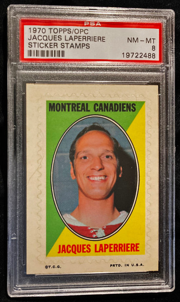 1970 Topps/OPC Sticker Stamps Jacques Laperriere PSA 8