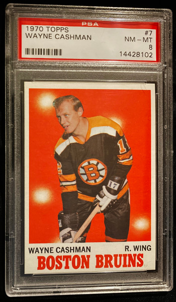 1970 Topps #007 Wayne Cashman PSA 8