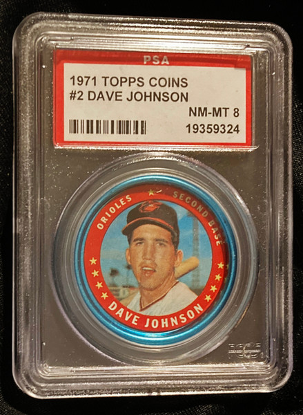 1971 Topps Coins #002 Dave Johnson PSA 8