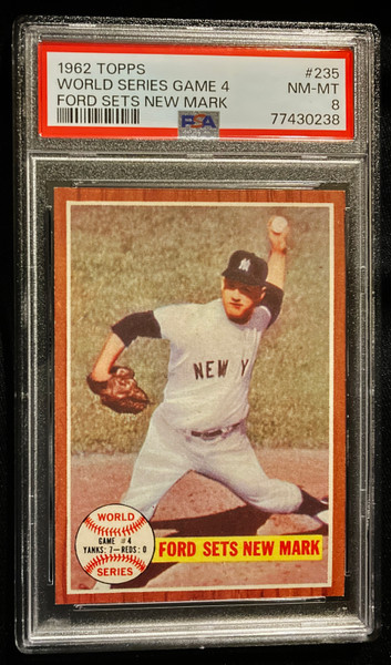 1962 Topps #235 World Series Game #4 Ford Sets New Mark PSA 8