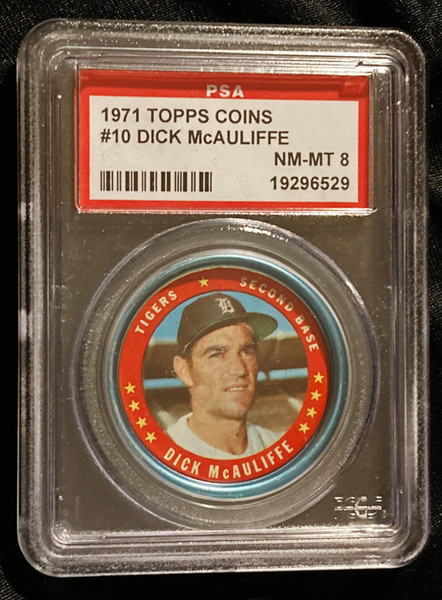 1971 Topps Coins #010 Dick McAuliffe PSA 8