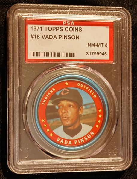 1971 Topps Coins #018 Vada Pinson PSA 8