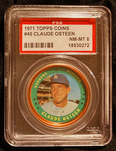 1971 Topps Coins #045 Claude Osteen PSA 8
