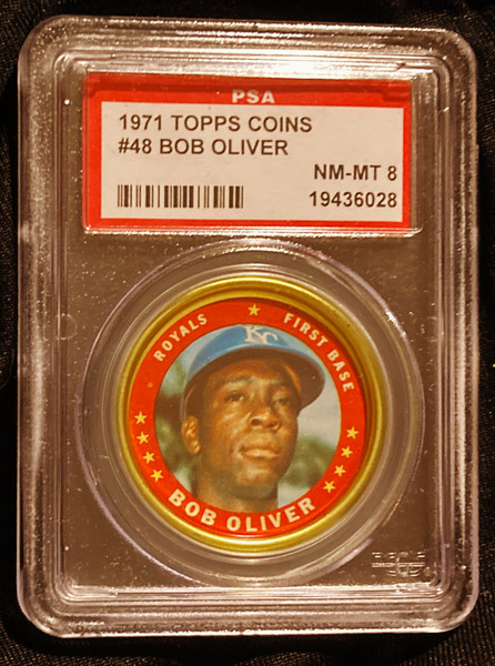 1971 Topps Coins #048 Bob Oliver PSA 8