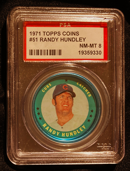 1971 Topps Coins #051 Randy Hundley PSA 8