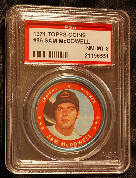 1971 Topps Coins #086 Sam McDowell PSA 8