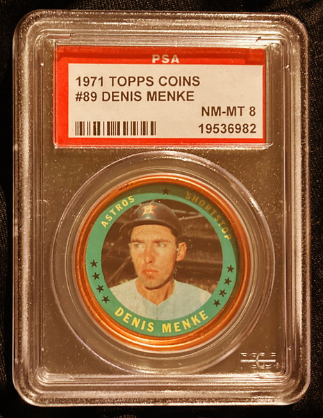 1971 Topps Coins #089 Denis Menke PSA 8