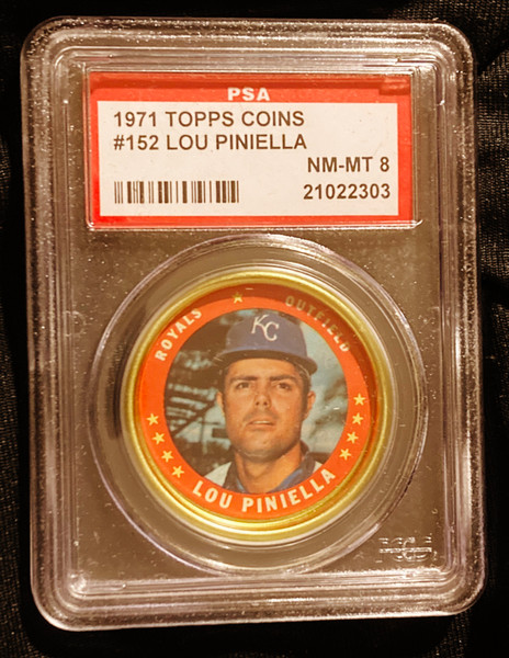 1971 Topps Coins #152 Lou Piniella PSA 8