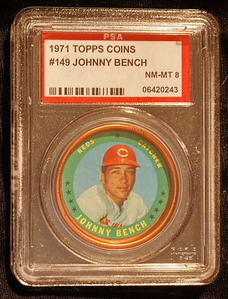 1971 Topps Coins #149 Johnny Bench PSA 8