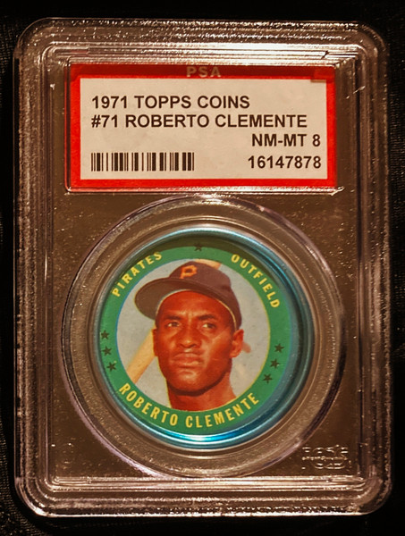 1971 Topps Coins #071 Roberto Clemente PSA 8