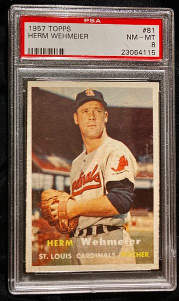 1957 Topps #081 Herm Wehmeier PSA 8