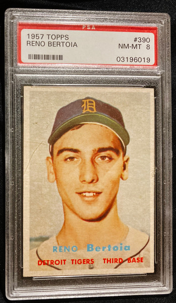 1957 Topps #390 Reno Bertoia PSA 8