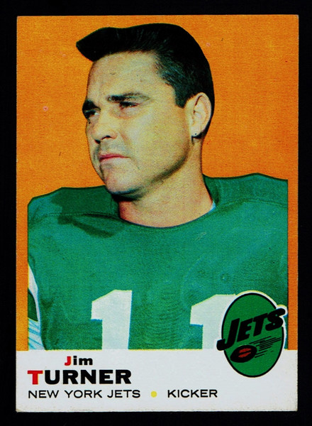 1969 Topps #029 Jim Turner Yellow Dot Between Jets And Kicker EX+