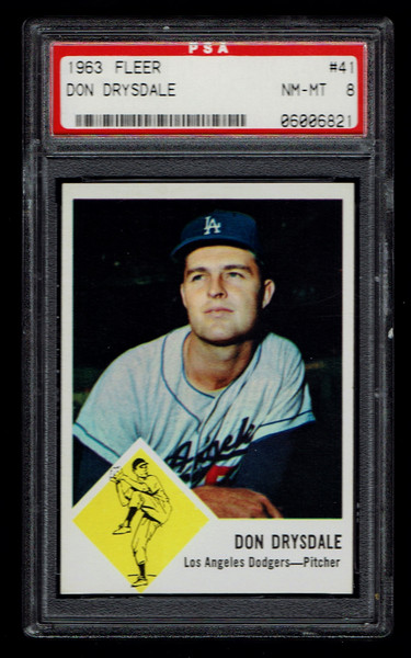 1963 Fleer #41 Don Drysdale PSA 8