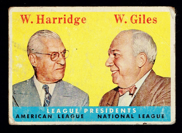 1958 Topps #300 W. Harridge W. Giles Poor