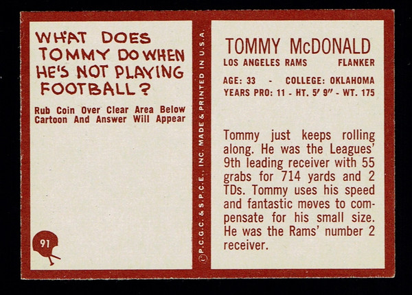 1967 Philadelphia #091 Tommy McDonald NM