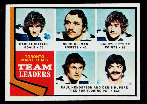 1974 Topps #219 Toronto Maple Leafs Leaders Sittler EXMT+