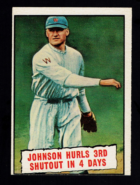 1961 Topps #409 Baseball Thrills Johnson Hurls 3rd Shutout In 4 Days VG