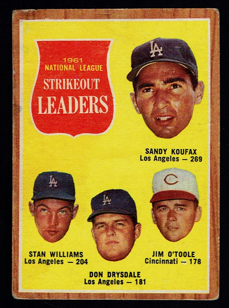 1962 Topps #060 NL Strikeout Leaders Koufax Drysdale GD