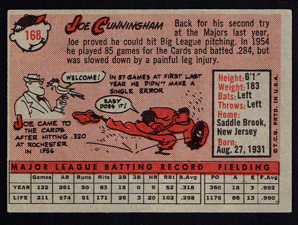 1958 Topps #163 Joe Cunningham VGEX