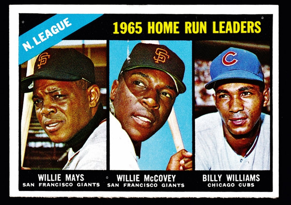 1966 Topps #217 NL Home Run Leaders Mays McCovey Williams VG