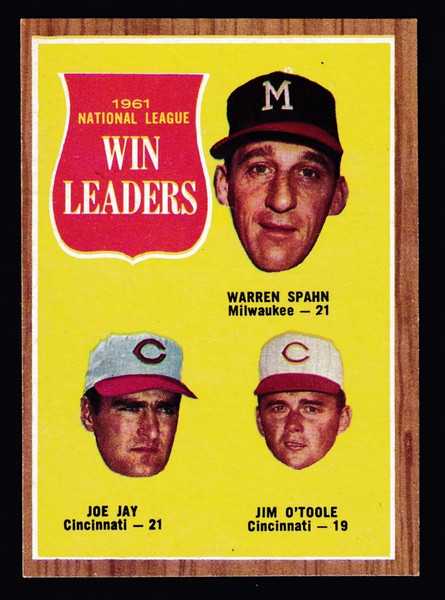 1962 Topps #058 NL Win Leaders Spahn EXMT