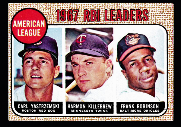 1968 Topps #004 AL RBI Leaders Yastrzemski Killebrew F. Robinson VG B