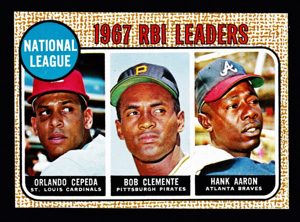 1968 Topps #003 NL RBI Leaders Aaron Clemente Cepeda NM+