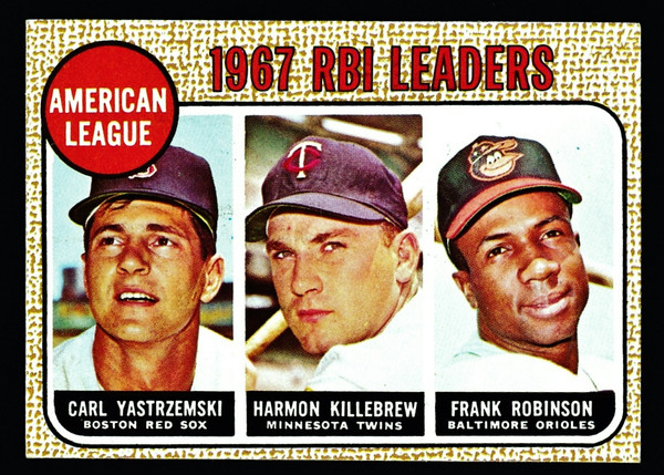 1968 Topps #004 AL RBI Leaders Yastrzemski Killebrew F. Robinson VGEX