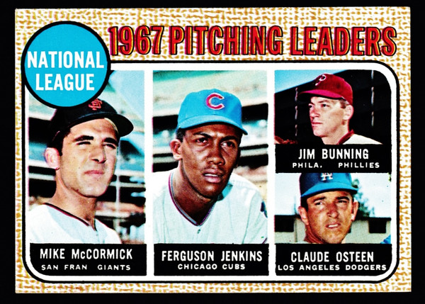 1968 Topps #009 NL Pitching Leaders Jenkins Bunning EX-