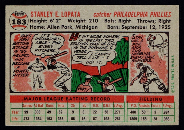 1956 Topps #183 Stan Lopata EXMT