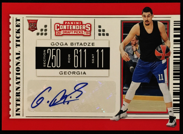 2019 Panini Contenders Draft Picks Auto #2 Goga Bitadze NMMT or Better