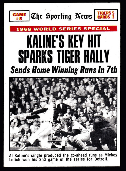 1969 Topps #166 World Series Game #5 Kaline's Key Hit Sparks Tiger Rally VGEX