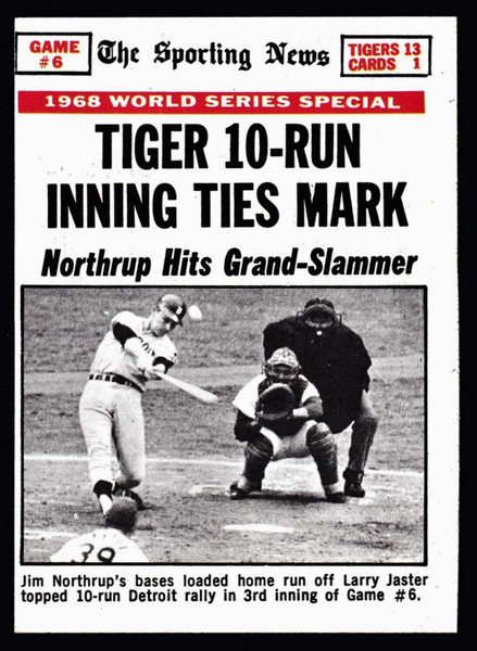 1969 Topps #167 World Series Game #6 Tigers 10-Run Inning Ties Mark VGEX