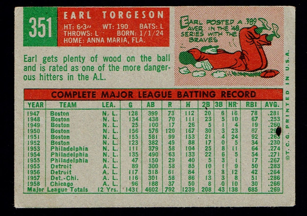 1959 Topps #351 Earl Torgeson Fair