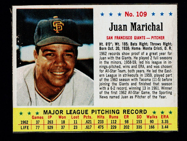 1963 Jello #109 Juan Marichal VG