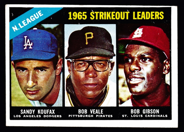 1966 Topps #225 NL Strikeout Leaders Koufax Gibson GD+